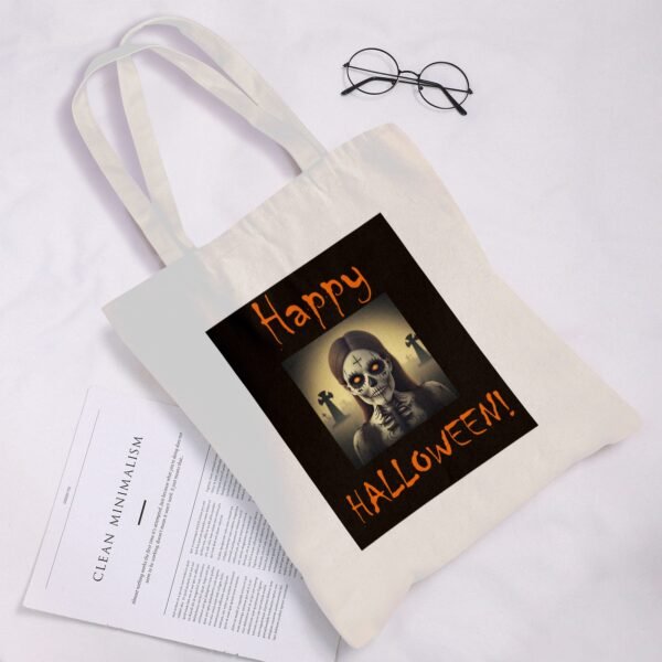 Halloween Tote Bag – Reusable Washable Cotton Skeleton Bag Tote Bags boo halloween tote 3