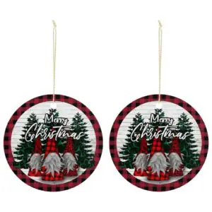 Plaid Gnomes – Ceramic Christmas Ornament Circle 3×3 Ornaments Ceramic Holiday Keepsake Plaid Gnomes – Ceramic Christmas Ornament Circle 3×3 Ornaments Ceramic Holiday Keepsake