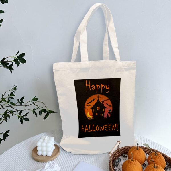 Halloween Tote Bag – Reusable Washable Cotton Haunted Bag Tote Bags boo halloween tote 4