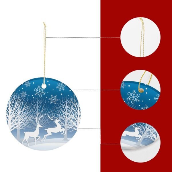 Blue Deer – Ceramic Christmas Ornament Circle 3×3 Ornaments Ceramic Holiday Keepsake 2