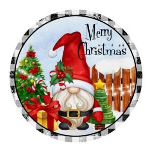 Christmas Gnome – Acrylic Christmas Ornament 8×8 Circle Ornaments Acrylic Holiday Keepsake