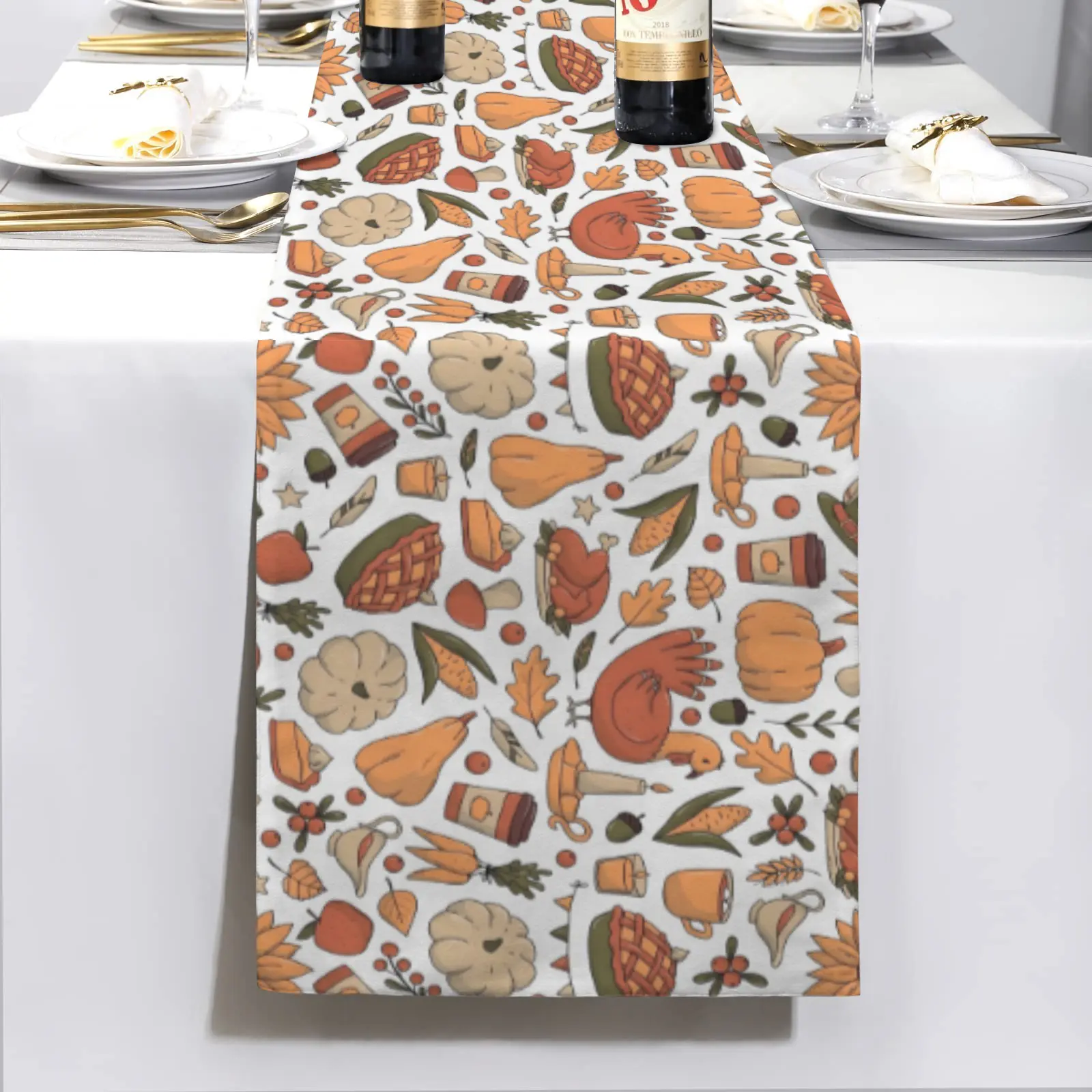 Turkey Pie | Thanksgiving Table Runner 72×13 – 100% Polyester, Rustic Fall Harvest Dining Decor, Machine Washable Holiday Table Decoration Table Runners 72x13 table runner