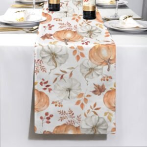 Peach Pumpkins | Thanksgiving Table Runner 72×13 – 100% Polyester, Rustic Fall Harvest Dining Decor, Machine Washable Holiday Table Decoration Table Runners 72x13 table runner 4