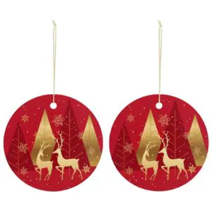 Gold Deer – Ceramic Christmas Ornament Circle 3×3 Ornaments Ceramic Holiday Keepsake Gold Deer – Ceramic Christmas Ornament Circle 3×3 Ornaments Ceramic Holiday Keepsake