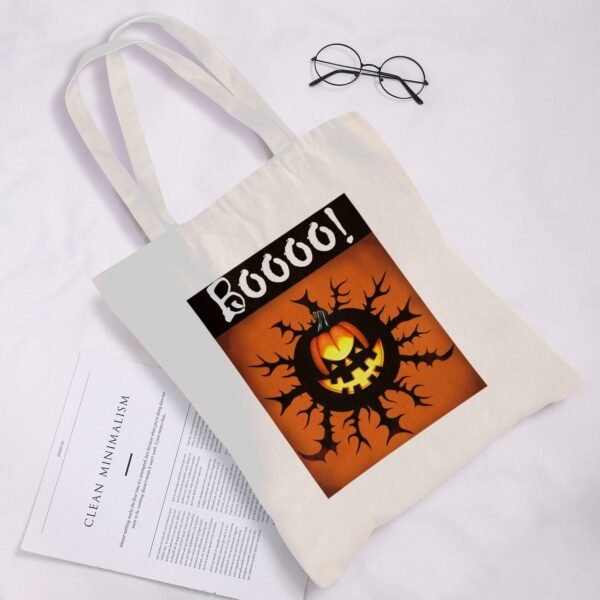 Halloween Tote Bag – Reusable Washable Cotton Boo Bag Tote Bags boo halloween tote 3