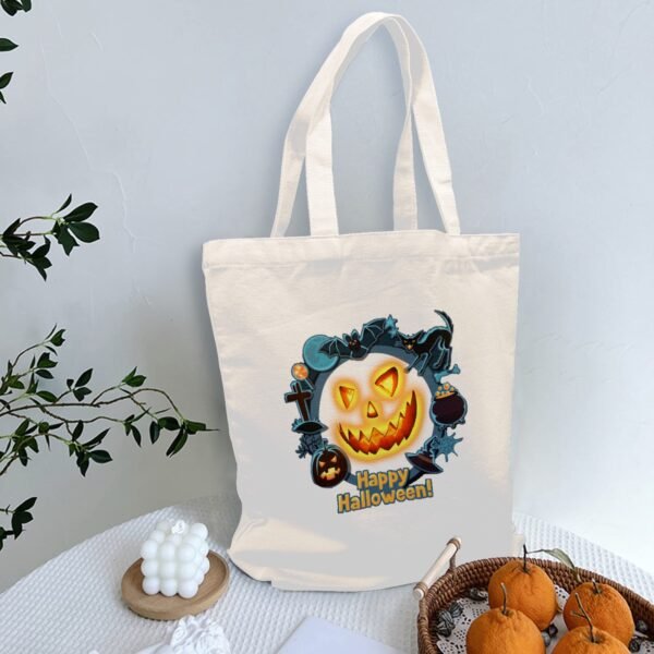 Halloween Tote Bag – Reusable Washable Cotton Jack O’ Lantern Bag Tote Bags boo halloween tote 4