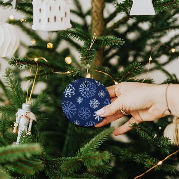 Blue Snow – Ceramic Christmas Ornament Circle 3×3 Ornaments Ceramic Holiday Keepsake 5