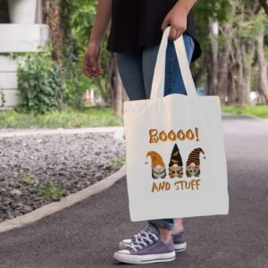Halloween Tote Bag – Reusable Washable Cotton And Stuff Bag Tote Bags boo halloween tote