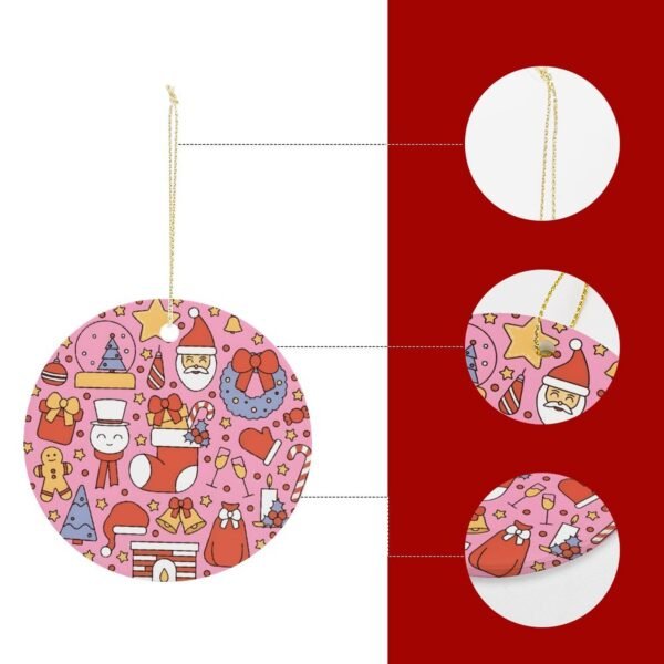 Pink Stocking – Ceramic Christmas Ornament Circle 3×3 Ornaments Ceramic Holiday Keepsake 2