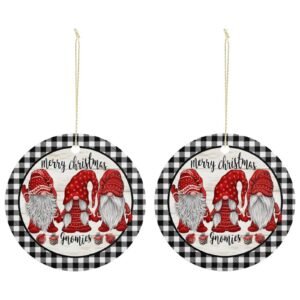 Gnomies – Ceramic Christmas Ornament Circle 3×3 Ornaments Ceramic Holiday Keepsake