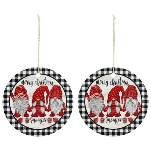 Gnomies – Ceramic Christmas Ornament Circle 3×3 Ornaments Ceramic Holiday Keepsake 5