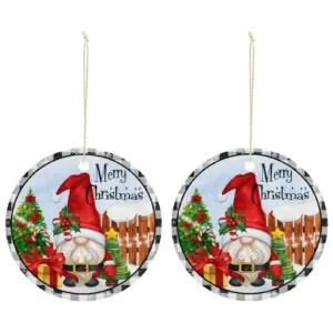 Merry Gnome – Ceramic Christmas Ornament Circle 3×3 Ornaments Ceramic Holiday Keepsake Merry Gnome – Ceramic Christmas Ornament Circle 3×3 Ornaments Ceramic Holiday Keepsake