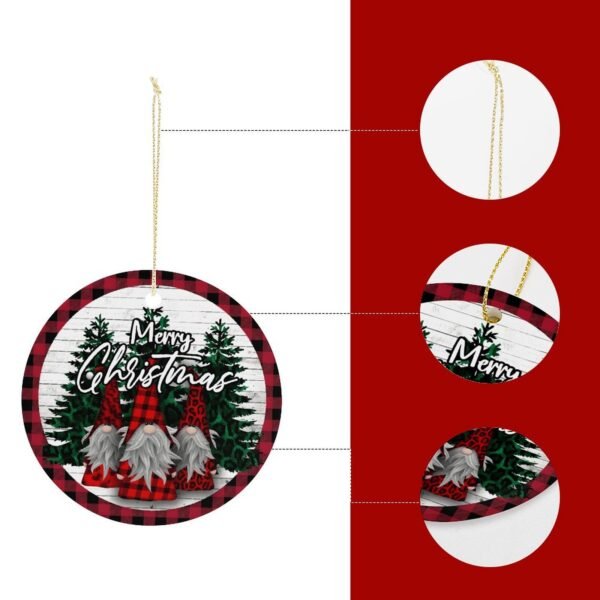 Plaid Gnomes – Ceramic Christmas Ornament Circle 3×3 Ornaments Ceramic Holiday Keepsake 15