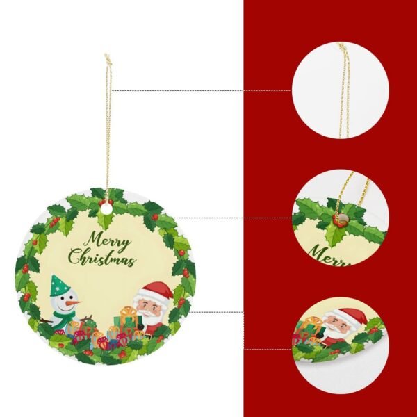 Santa Frosty – Ceramic Christmas Ornament Circle 3×3 Ornaments Ceramic Holiday Keepsake 2