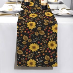 Painted Sunflowers | Thanksgiving Table Runner 72×13 – 100% Polyester, Rustic Fall Harvest Dining Decor, Machine Washable Holiday Table Decoration Gifts/Party/Celebration 72x13 table runner