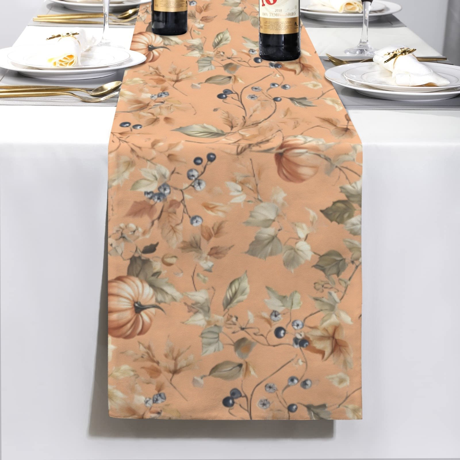 Peach Pumpkins | Thanksgiving Table Runner 72×13 – 100% Polyester, Rustic Fall Harvest Dining Decor, Machine Washable Holiday Table Decoration Table Runners 72x13 table runner