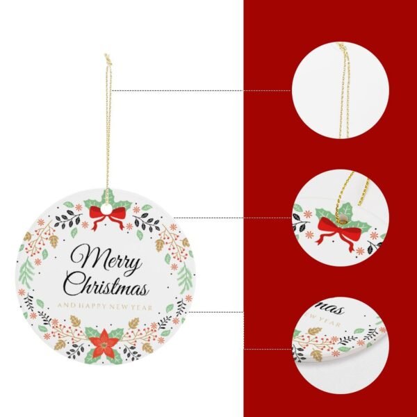 Christmas Wreath – Ceramic Christmas Ornament Circle 3×3 Ornaments Ceramic Holiday Keepsake 8