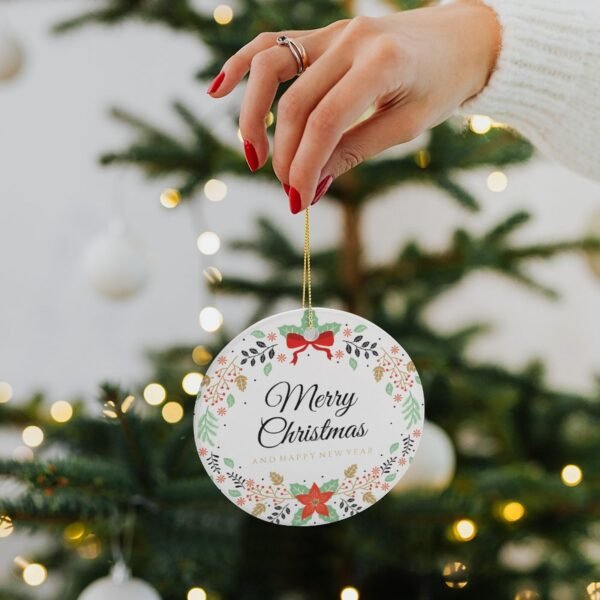 Christmas Wreath – Ceramic Christmas Ornament Circle 3×3 Ornaments Ceramic Holiday Keepsake 9