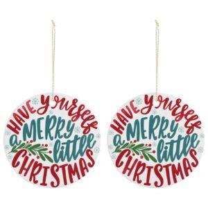 Merry Little – Ceramic Christmas Ornament Circle 3×3 Ornaments Ceramic Holiday Keepsake