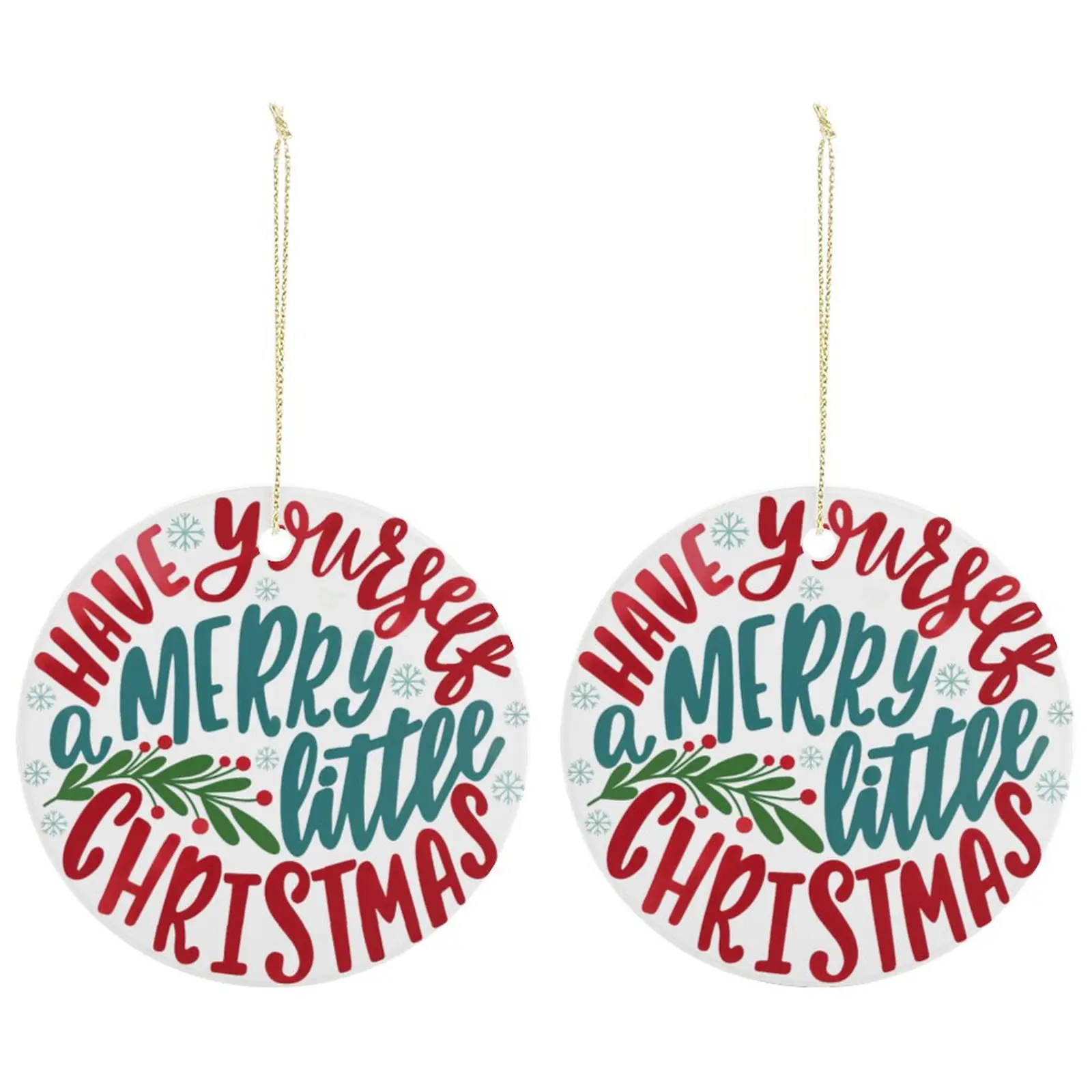 Merry Little – Ceramic Christmas Ornament Circle 3×3 Ornaments Ceramic Holiday Keepsake