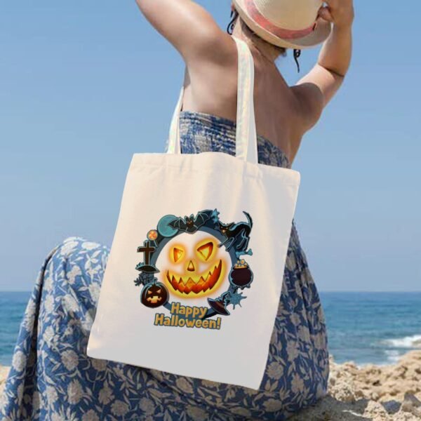 Halloween Tote Bag – Reusable Washable Cotton Jack O’ Lantern Bag Tote Bags boo halloween tote 6