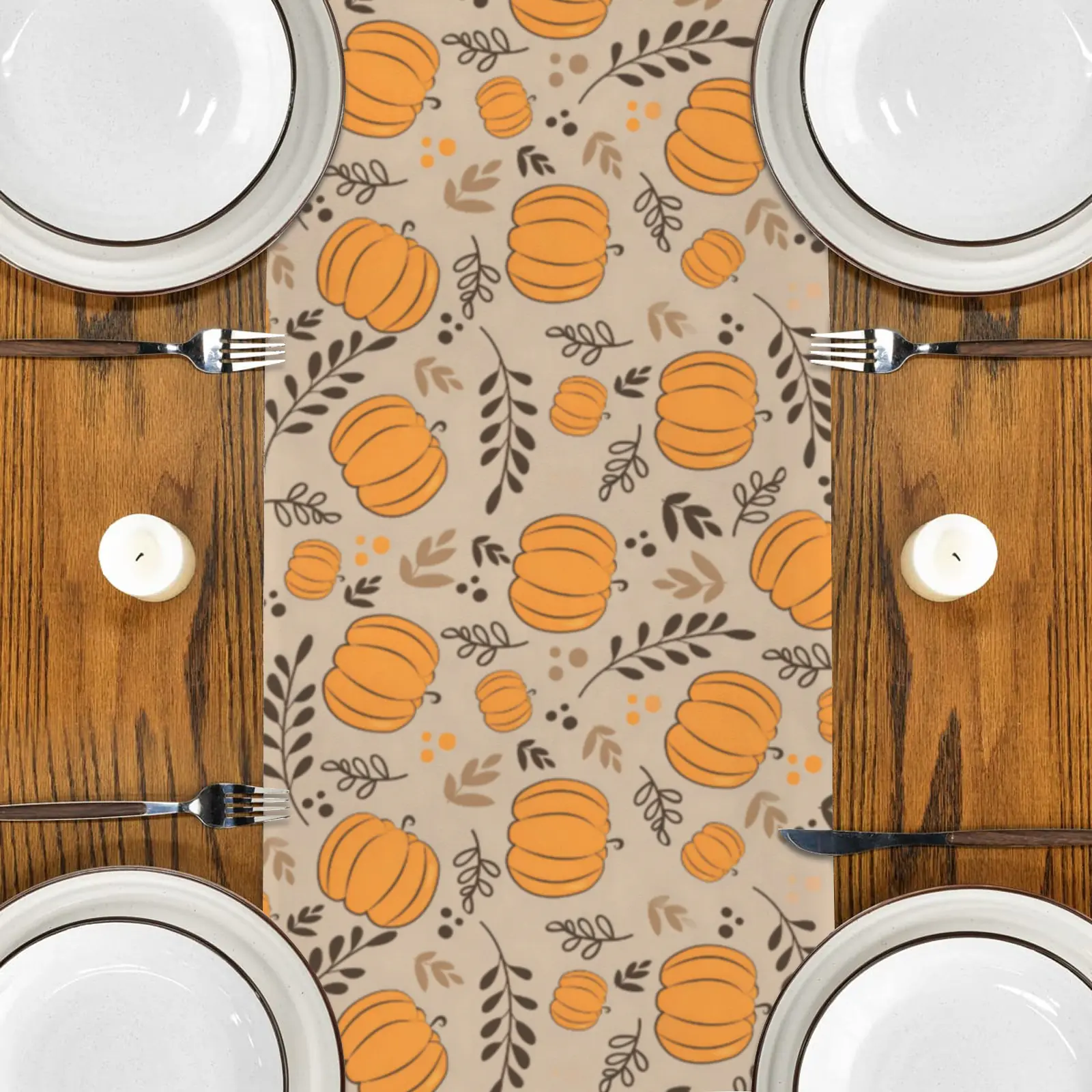 Pumpkin Wheat | Thanksgiving Table Runner 48×13 – 100% Polyester, Rustic Fall Harvest Dining Decor, Machine Washable Holiday Table Decoration Gifts/Party/Celebration 48x13 table runner 3
