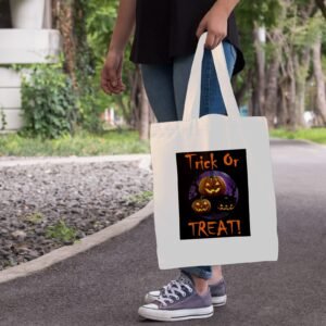Halloween Tote Bag – Reusable Washable Cotton Treat Bag Tote Bags boo halloween tote