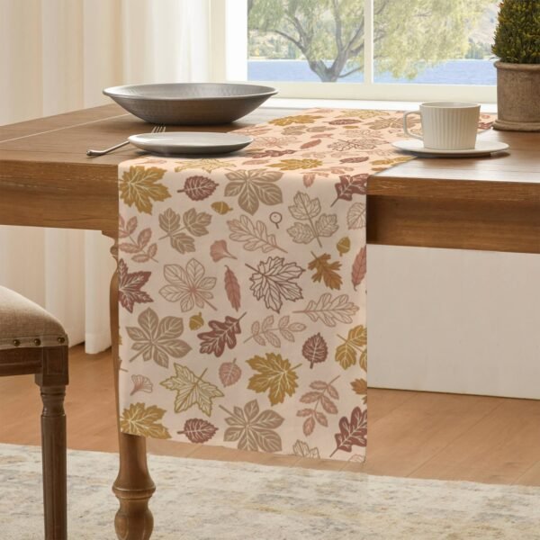 Peach Leaves | Thanksgiving Table Runner 48×13 – 100% Polyester, Rustic Fall Harvest Dining Decor, Machine Washable Holiday Table Decoration Gifts/Party/Celebration 48x13 table runner 6