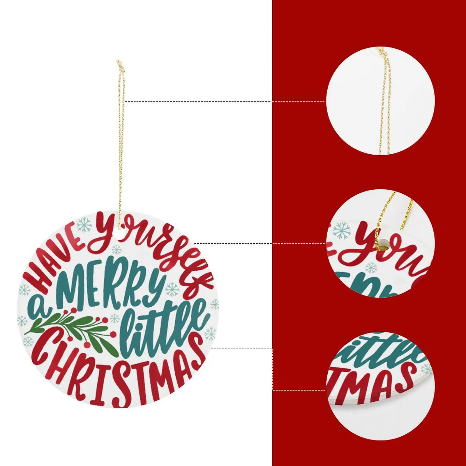 Merry Little – Ceramic Christmas Ornament Circle 3×3 Ornaments Ceramic Holiday Keepsake 2