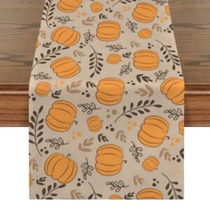 Pumpkin Wheat | Thanksgiving Table Runner 48×13 – 100% Polyester, Rustic Fall Harvest Dining Decor, Machine Washable Holiday Table Decoration Gifts/Party/Celebration 48x13 table runner