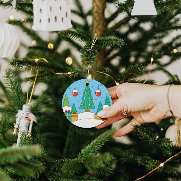Green Tree – Ceramic Christmas Ornament Circle 3×3 Ornaments Ceramic Holiday Keepsake 5