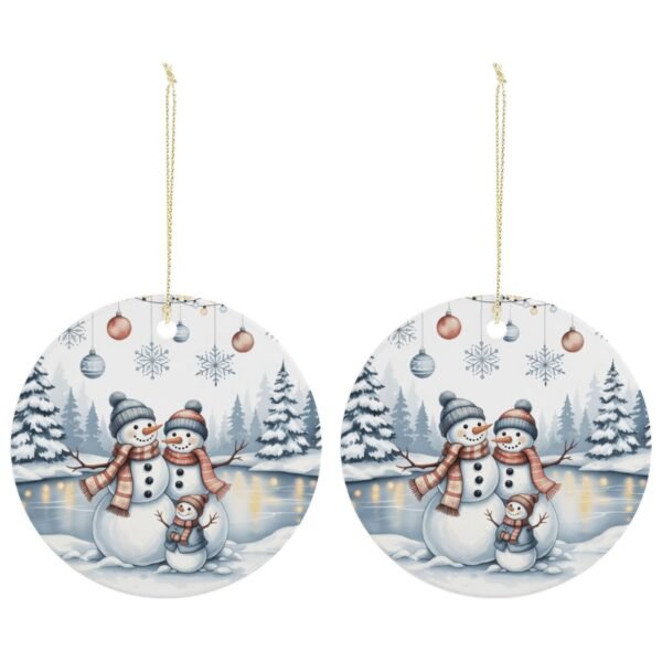 Snow Friends – Ceramic Christmas Ornament Circle 3×3 Ornaments Ceramic Holiday Keepsake