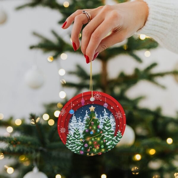 Colored Lights – Ceramic Christmas Ornament Circle 3×3 Ornaments Ceramic Holiday Keepsake 17