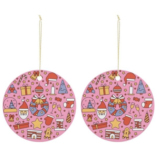 Pink Tree – Ceramic Christmas Ornament Circle 3×3 Ornaments Ceramic Holiday Keepsake