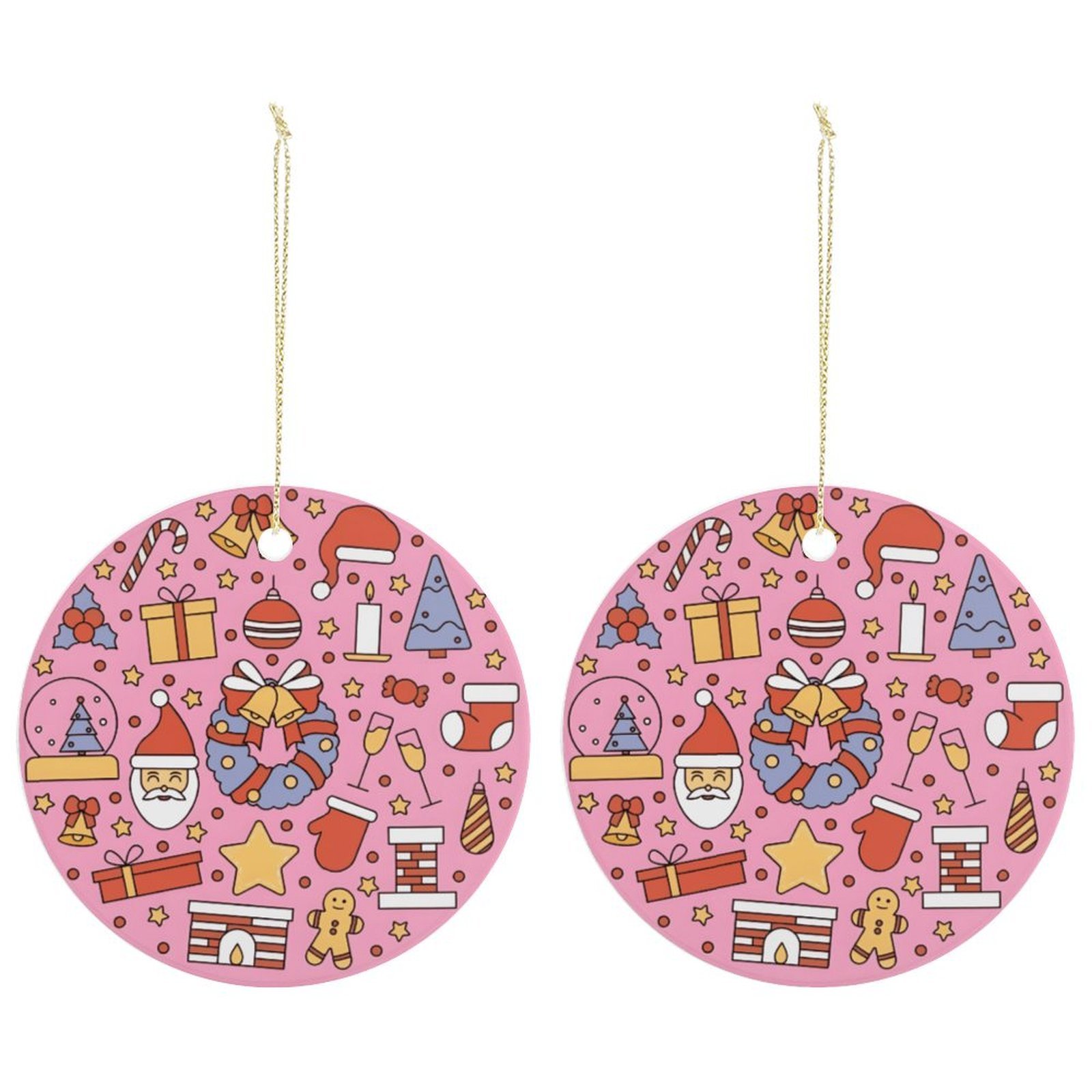 Joy – Ceramic Christmas Ornament Circle 3×3 Ornaments Ceramic Holiday Keepsake