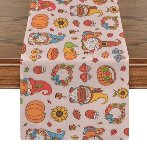 Gnomes | Thanksgiving Table Runner 48×13 – 100% Polyester, Rustic Fall Harvest Dining Decor, Machine Washable Holiday Table Decoration Gifts/Party/Celebration 48x13 table runner
