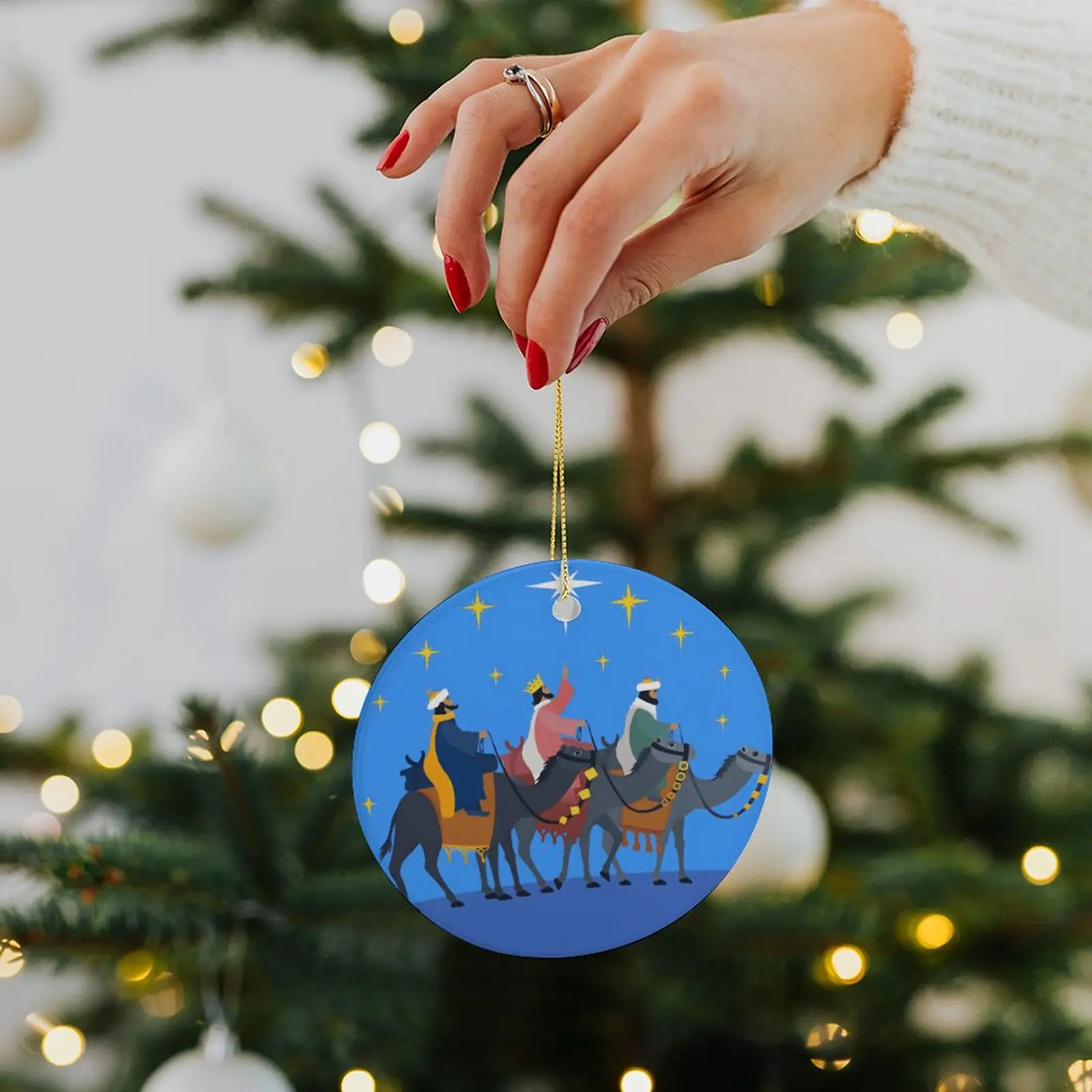 Wise Men – Ceramic Christmas Ornament Circle 3×3 Ornaments Ceramic Holiday Keepsake 3