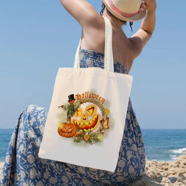 Halloween Tote Bag – Reusable Washable Cotton Jack Bag Tote Bags boo halloween tote 6