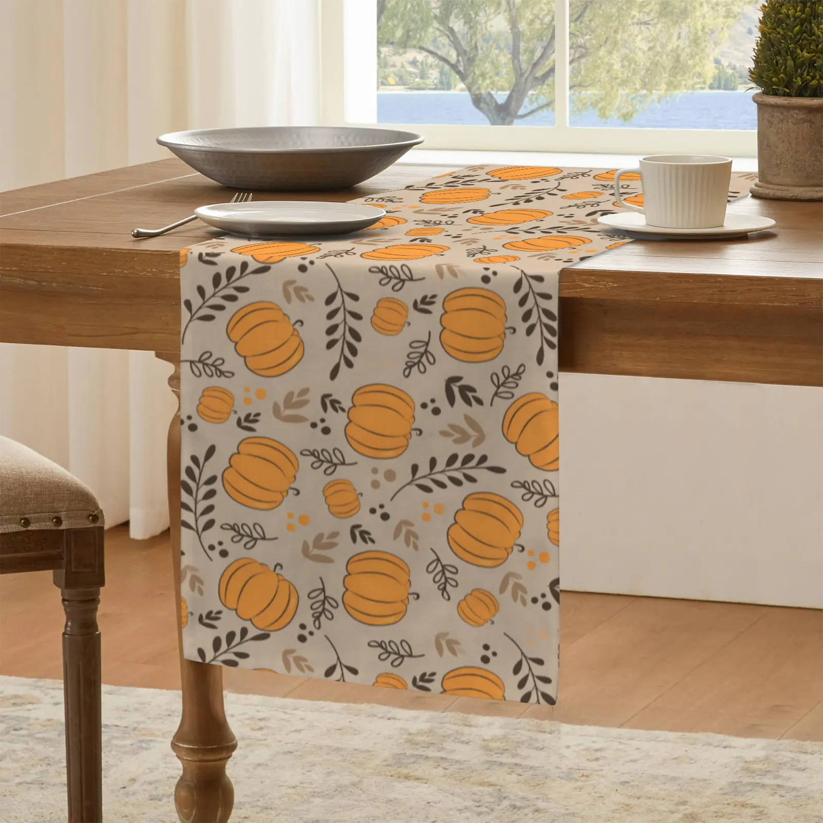 Pumpkin Wheat | Thanksgiving Table Runner 48×13 – 100% Polyester, Rustic Fall Harvest Dining Decor, Machine Washable Holiday Table Decoration Gifts/Party/Celebration 48x13 table runner 6