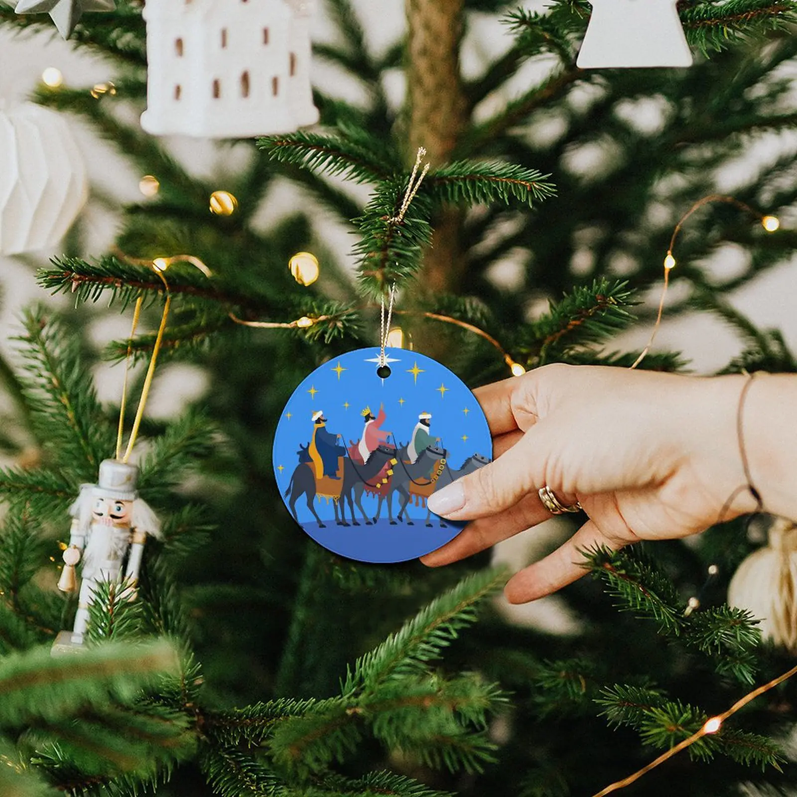 Wise Men – Ceramic Christmas Ornament Circle 3×3 Ornaments Ceramic Holiday Keepsake 5