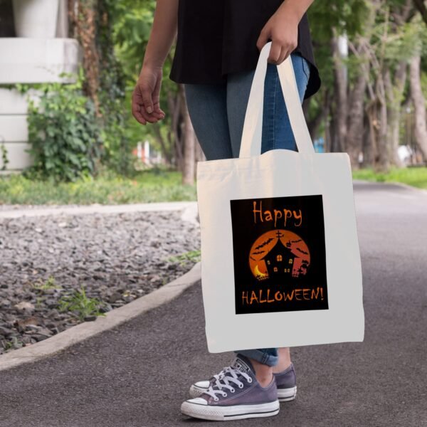 Halloween Tote Bag – Reusable Washable Cotton Haunted Bag Tote Bags boo halloween tote 5