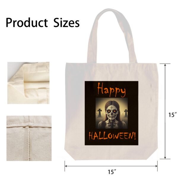 Halloween Tote Bag – Reusable Washable Cotton Skeleton Bag Tote Bags boo halloween tote 2