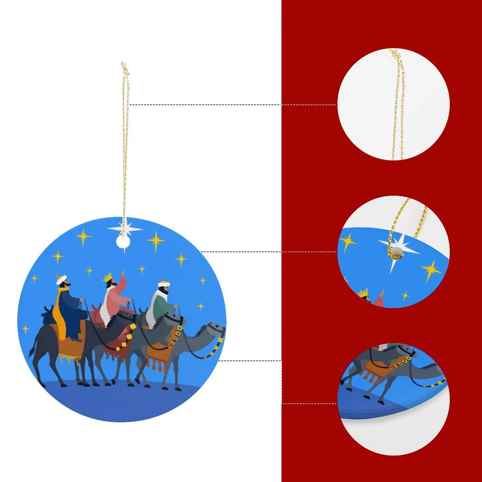 Wise Men – Ceramic Christmas Ornament Circle 3×3 Ornaments Ceramic Holiday Keepsake 2