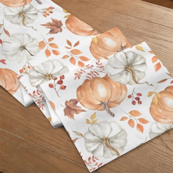 Peach Pumpkins | Thanksgiving Table Runner 48×13 – 100% Polyester, Rustic Fall Harvest Dining Decor, Machine Washable Holiday Table Decoration Gifts/Party/Celebration 48x13 table runner 5