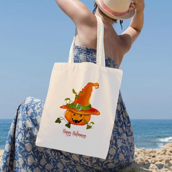 Halloween Tote Bag – Reusable Washable Cotton PumpWitch Bag Tote Bags boo halloween tote 6