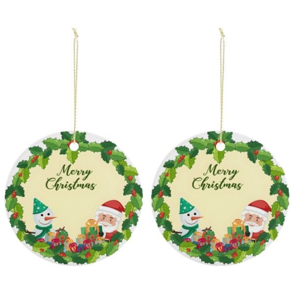 Santa Frosty – Ceramic Christmas Ornament Circle 3×3 Ornaments Ceramic Holiday Keepsake