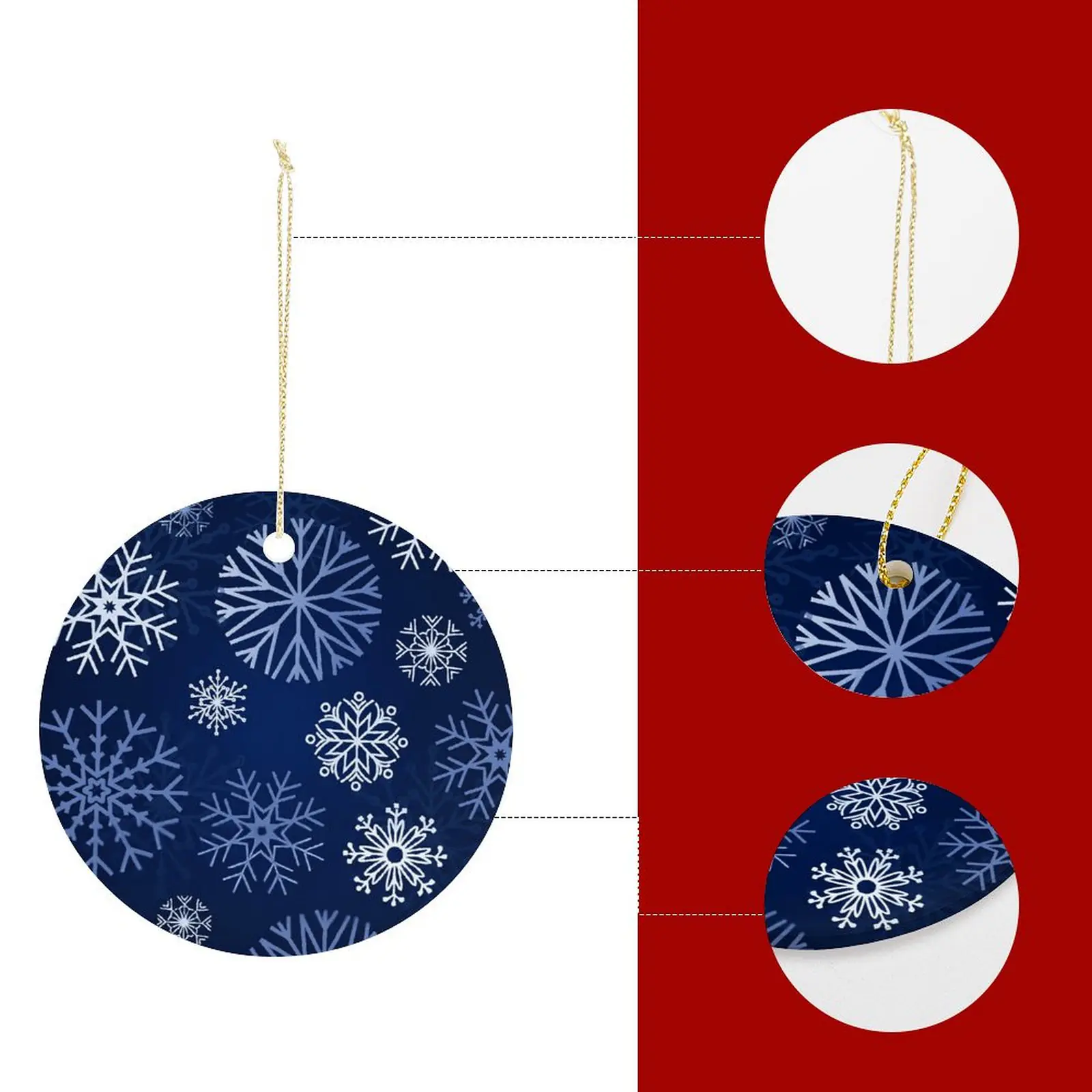 Blue Snow – Ceramic Christmas Ornament Circle 3×3 Ornaments Ceramic Holiday Keepsake 2