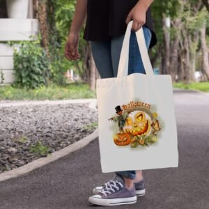 Halloween Tote Bag – Reusable Washable Cotton Jack Bag Tote Bags boo halloween tote