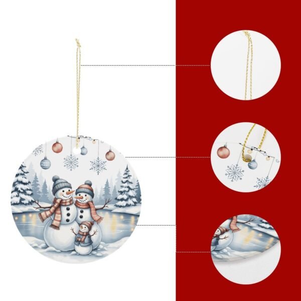 Snow Friends – Ceramic Christmas Ornament Circle 3×3 Ornaments Ceramic Holiday Keepsake 2