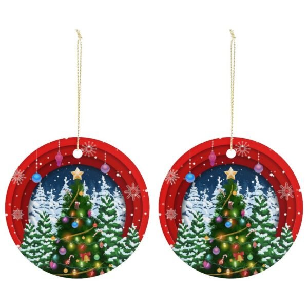 Colored Lights – Ceramic Christmas Ornament Circle 3×3 Ornaments Ceramic Holiday Keepsake 15